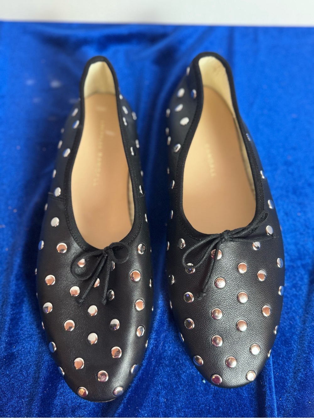 Loeffler Randall Landon Black Studded Bow Ballet Flats